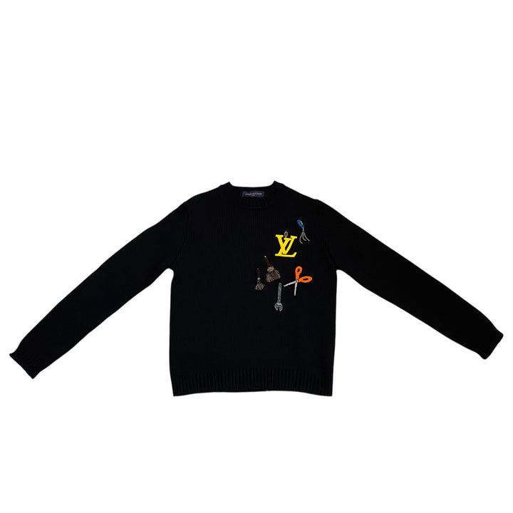 新品 タグ付き ルイヴィトン LOUIS VUITTON メンズ エンブロイダード ニット ビーズ S