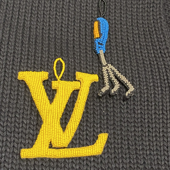 新品 タグ付き ルイヴィトン LOUIS VUITTON メンズ エンブロイダード ニット ビーズ S
