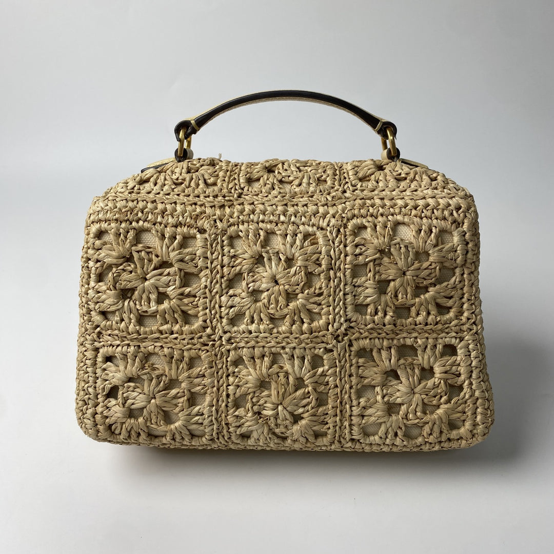 美品 トリーバーチ TORYBURCH レディース ラフィア カゴバッグ ショルダーバッグ 斜めがけ クロスボディ