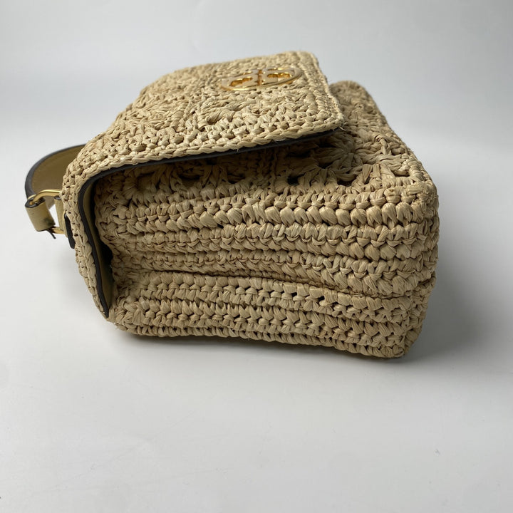 美品 トリーバーチ TORYBURCH レディース ラフィア カゴバッグ ショルダーバッグ 斜めがけ クロスボディ