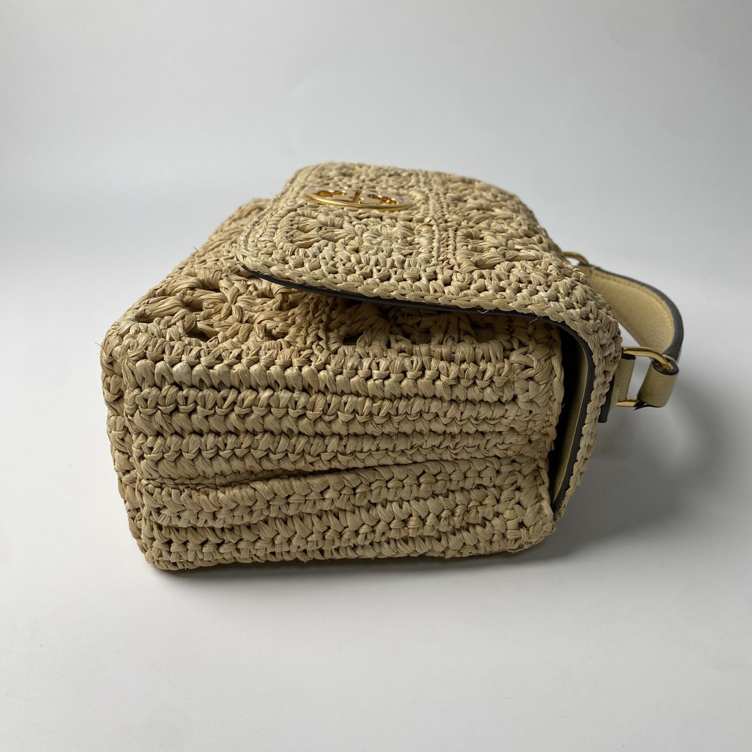 美品 トリーバーチ TORYBURCH レディース ラフィア カゴバッグ ショルダーバッグ 斜めがけ クロスボディ