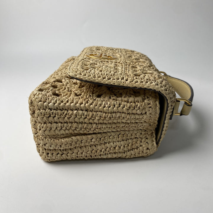 美品 トリーバーチ TORYBURCH レディース ラフィア カゴバッグ ショルダーバッグ 斜めがけ クロスボディ