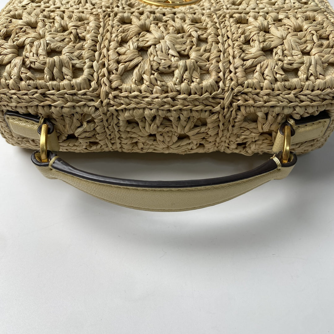 美品 トリーバーチ TORYBURCH レディース ラフィア カゴバッグ ショルダーバッグ 斜めがけ クロスボディ