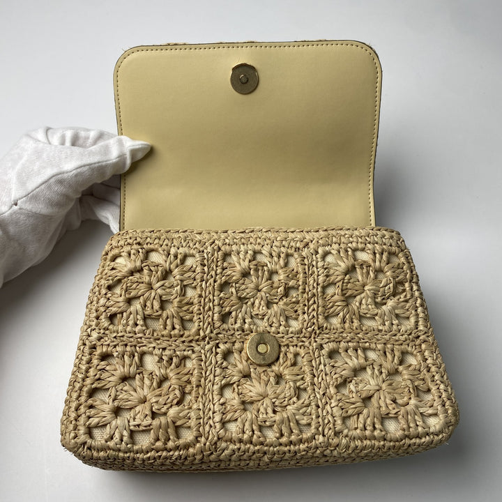 美品 トリーバーチ TORYBURCH レディース ラフィア カゴバッグ ショルダーバッグ 斜めがけ クロスボディ