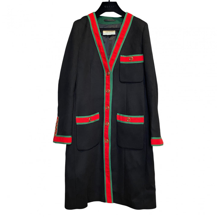 美品 グッチ GUCCI レディース ウェブストラップコート 40 シェリーライン