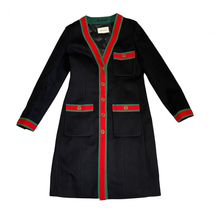 美品 グッチ GUCCI レディース ウェブストラップコート 40 シェリーライン