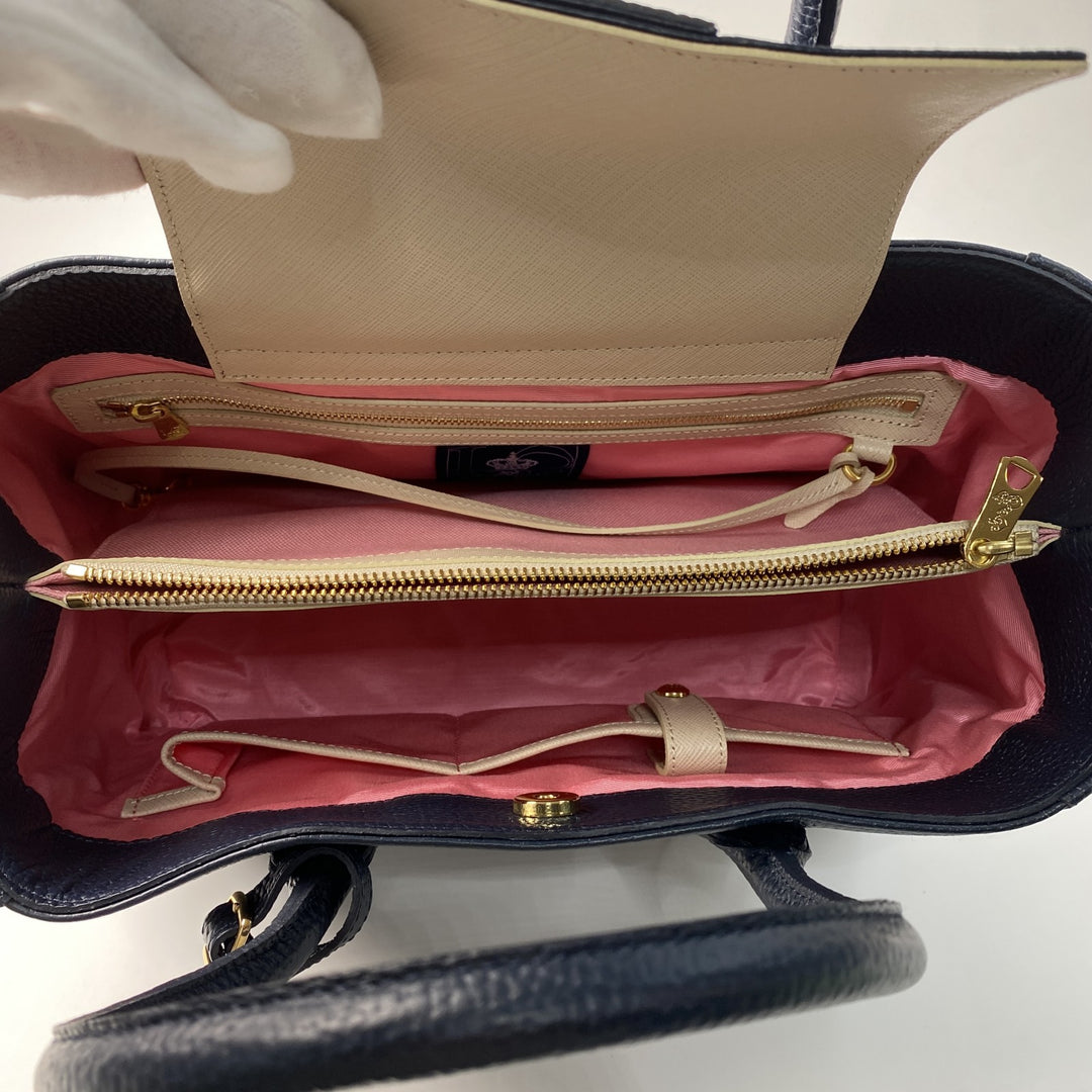 美品 エーディーエムジェー A.D.M.J. レディース レザー ハンドバッグ