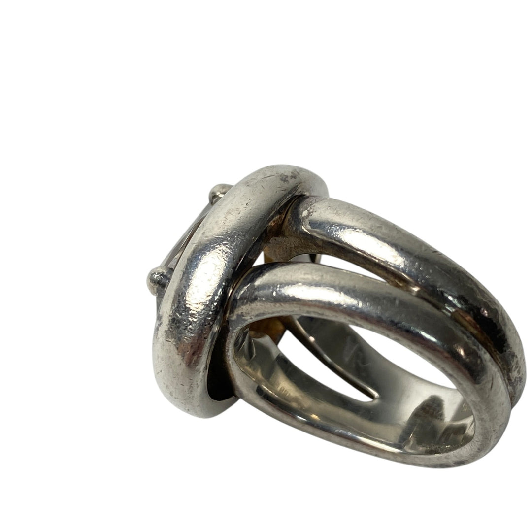 エルメス HERMES レディース ガウチョ ホワイトパーズ リング 925 シルバー 日本サイズ 約12号日本サイズ