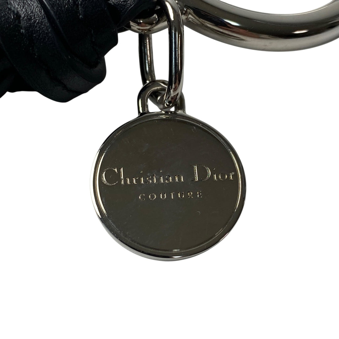 未使用 ディオール DIOR レディース オブリーク レザー キーホルダー ブラック 黒