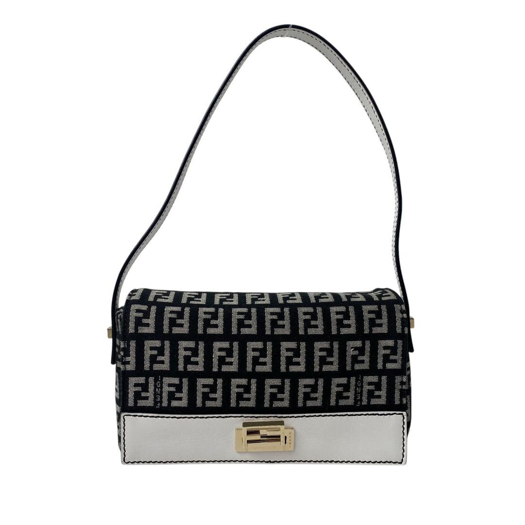 未使用 フェンディ FENDI ズッカ柄 ミニハンドバッグ キャンバス レザー レディース