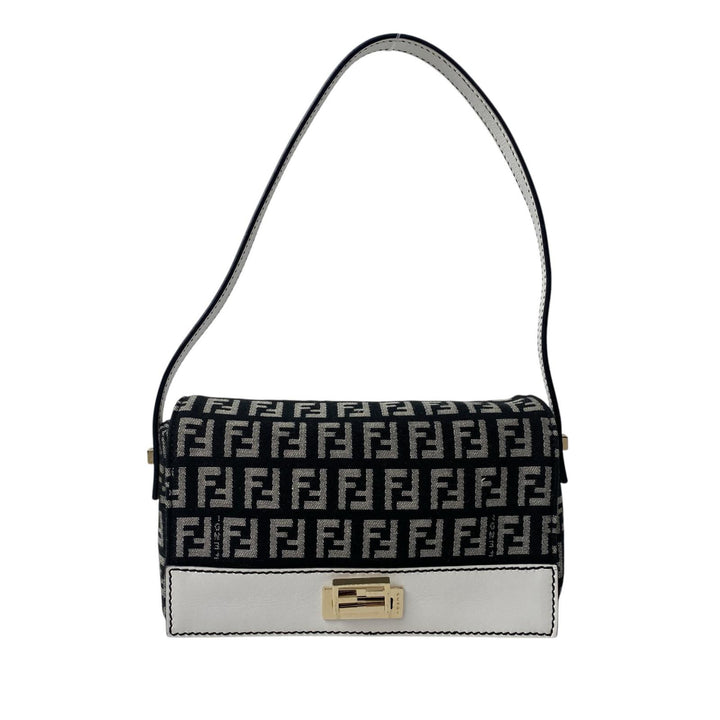 未使用 フェンディ FENDI ズッカ柄 ミニハンドバッグ キャンバス レザー レディース