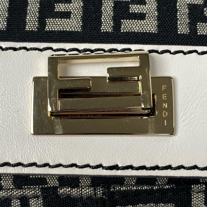 未使用 フェンディ FENDI ズッカ柄 ミニハンドバッグ キャンバス レザー レディース