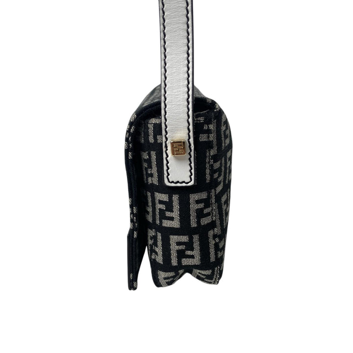 未使用 フェンディ FENDI ズッカ柄 ミニハンドバッグ キャンバス レザー レディース