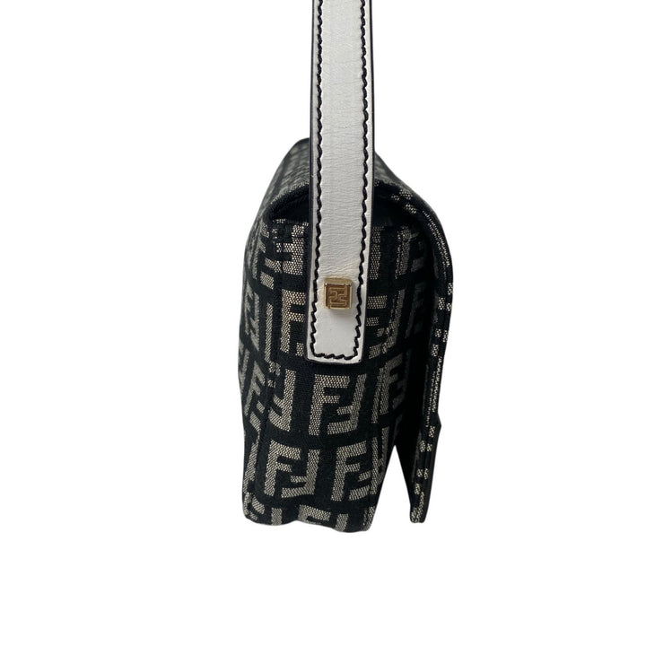 未使用 フェンディ FENDI ズッカ柄 ミニハンドバッグ キャンバス レザー レディース