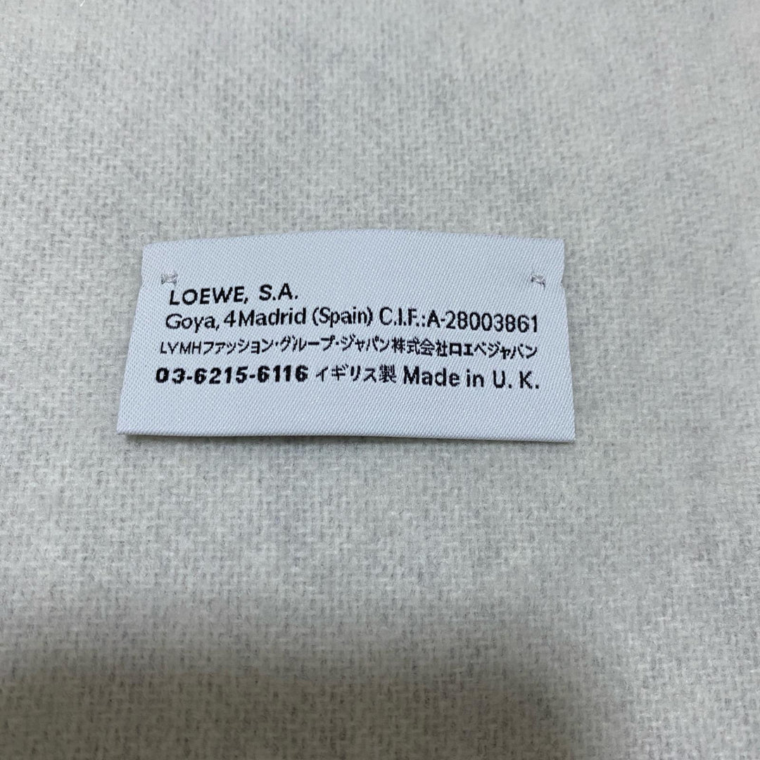 ロエベ LOEWE アナグラム カシミヤ ウール マフラー ライトグレー レディース