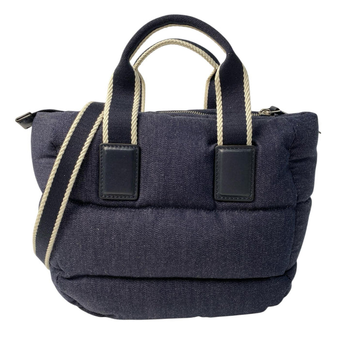 美品 モンクレール MONCLER ミニカラドッグ 2way ショルダーバッグ ハンドバッグ デニム系 ダウン 斜めがけ クロスボディ レディース