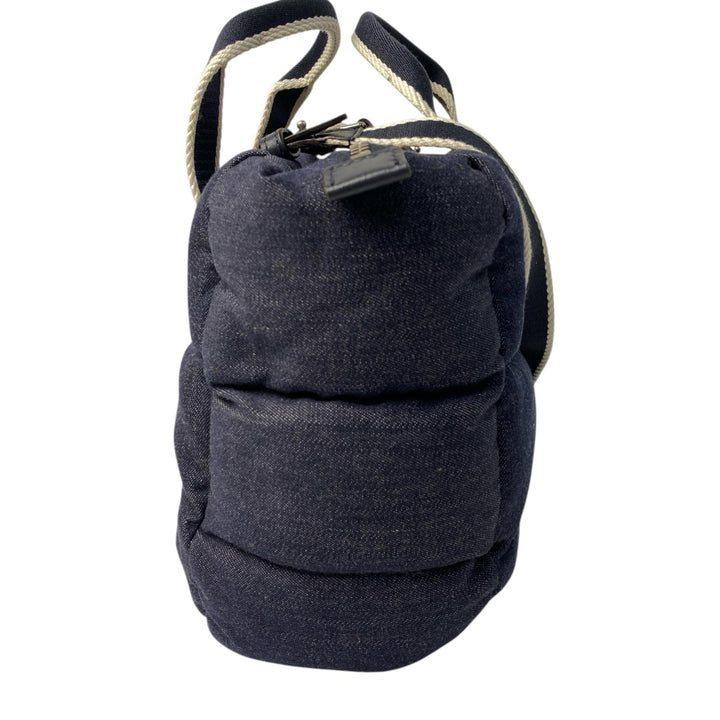 美品 モンクレール MONCLER ミニカラドッグ 2way ショルダーバッグ ハンドバッグ デニム系 ダウン 斜めがけ クロスボディ レディース