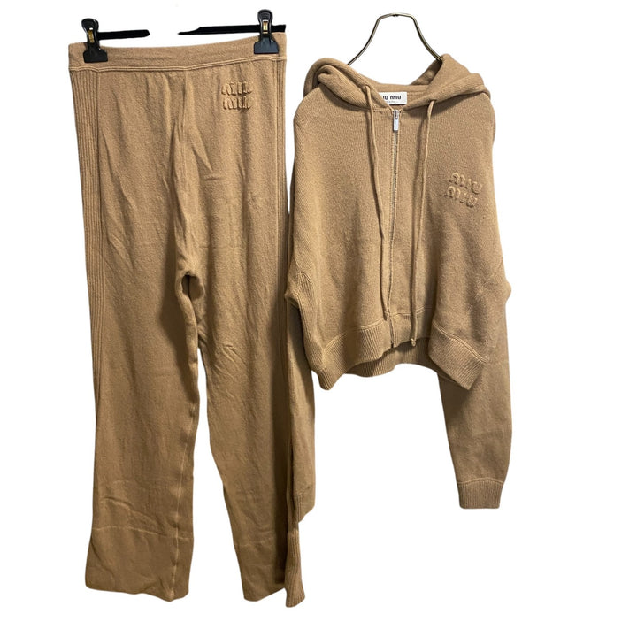 ミュウミュウ MIUMIU 現行モデル ウール セットアップ パーカー♯38 パンツ♯36 レディース