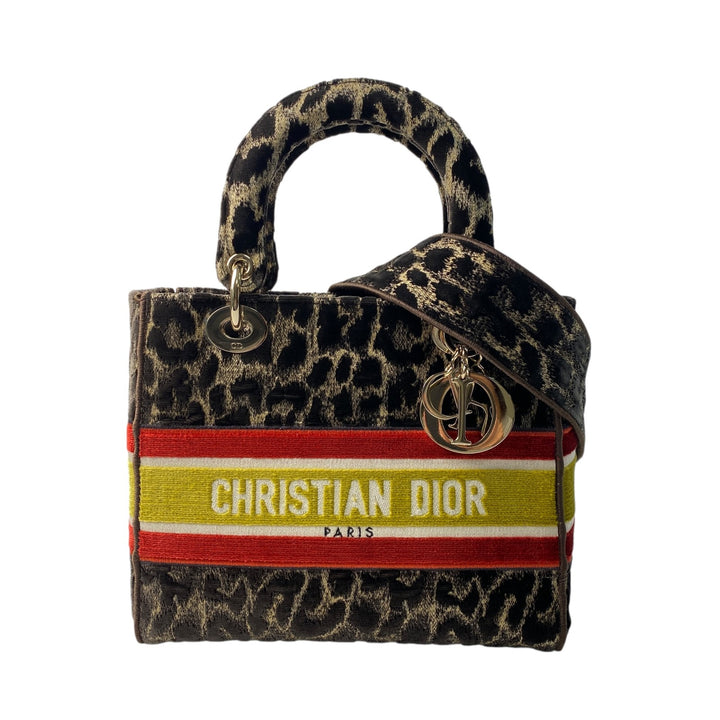 新品同様 ディオール DIOR レディース レディディオール ミディアム レオパード 2way ハンドバッグ ショルダーバッグ 斜めがけ クロスボディ