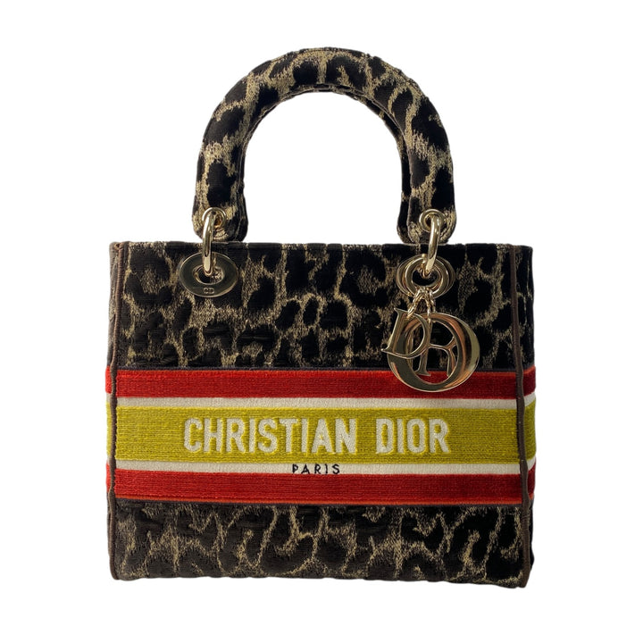 新品同様 ディオール DIOR レディース レディディオール ミディアム レオパード 2way ハンドバッグ ショルダーバッグ 斜めがけ クロスボディ