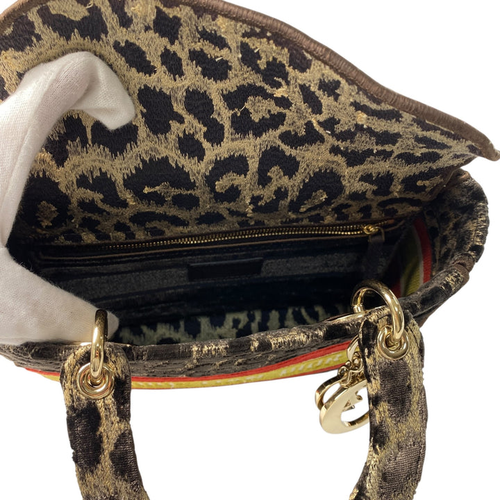 新品同様 ディオール DIOR レディース レディディオール ミディアム レオパード 2way ハンドバッグ ショルダーバッグ 斜めがけ クロスボディ