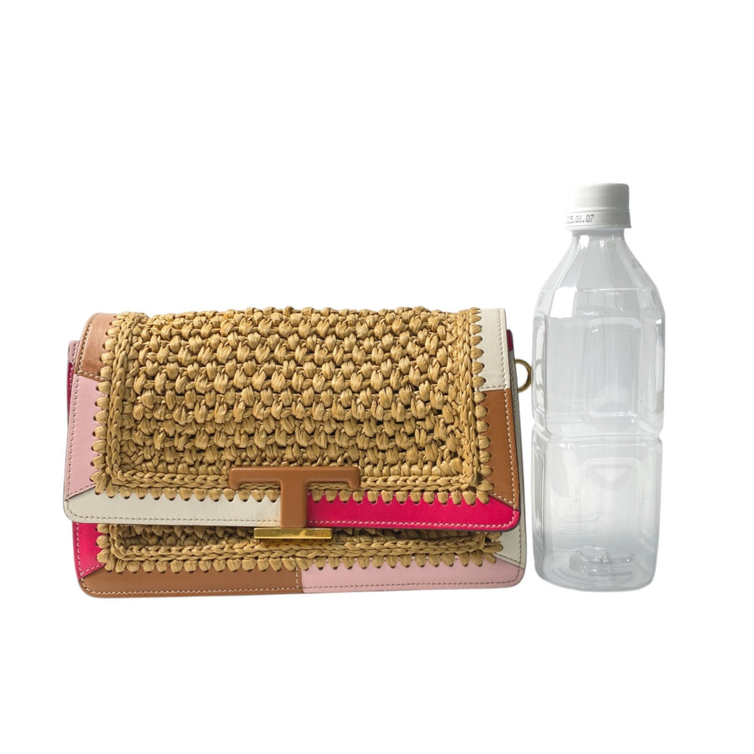 美品 トッズ TOD's レディース Tタイムレス ラフィア 2way ショルダーバッグ かごバッグ ハンドバッグ 斜めがけ クロスボディ