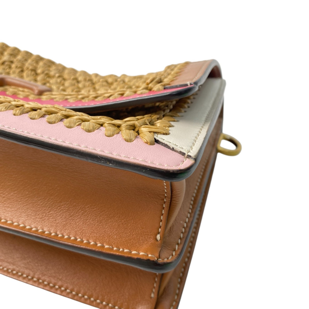 美品 トッズ TOD's レディース Tタイムレス ラフィア 2way ショルダーバッグ かごバッグ ハンドバッグ 斜めがけ クロスボディ