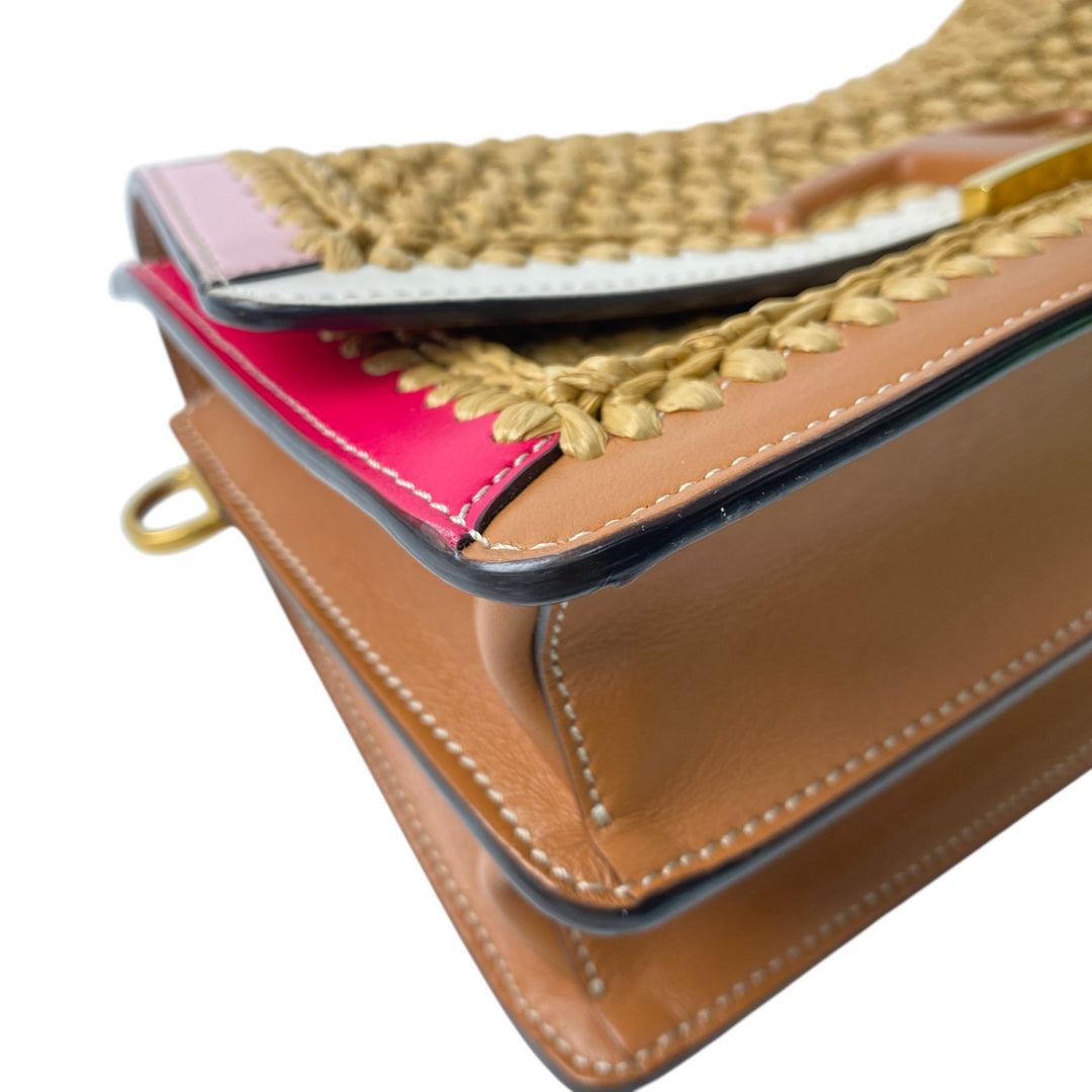 美品 トッズ TOD's レディース Tタイムレス ラフィア 2way ショルダーバッグ かごバッグ ハンドバッグ 斜めがけ クロスボディ