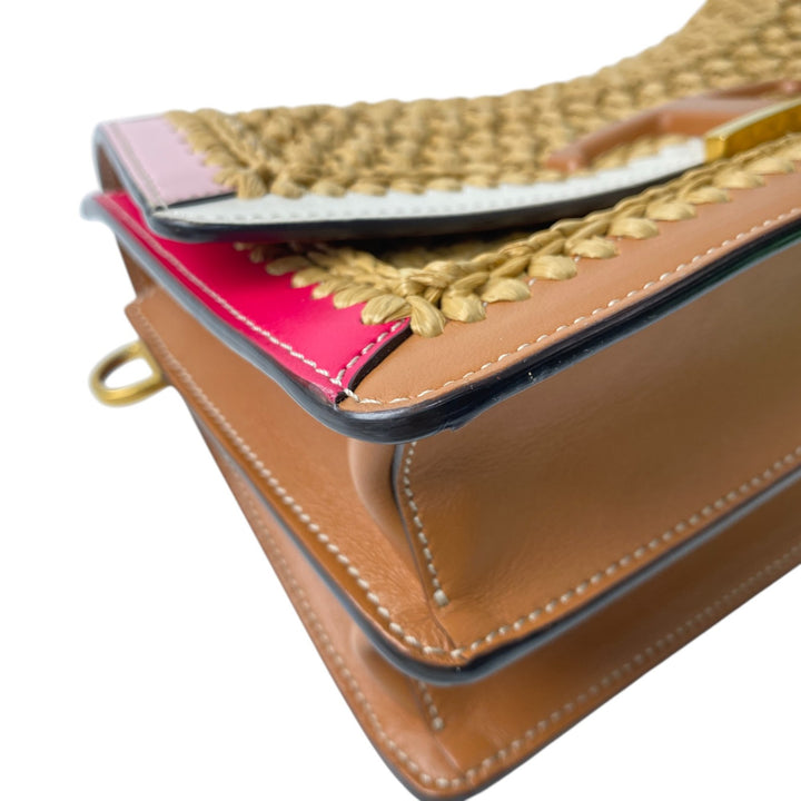 美品 トッズ TOD's レディース Tタイムレス ラフィア 2way ショルダーバッグ かごバッグ ハンドバッグ 斜めがけ クロスボディ