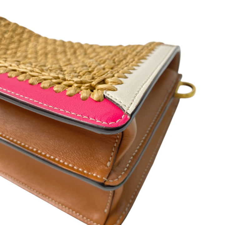 美品 トッズ TOD's レディース Tタイムレス ラフィア 2way ショルダーバッグ かごバッグ ハンドバッグ 斜めがけ クロスボディ