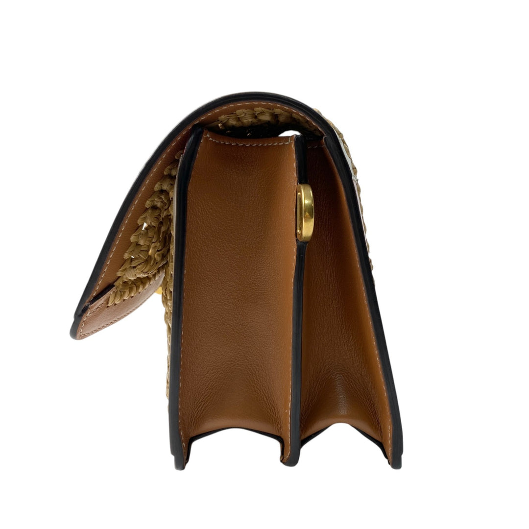 美品 トッズ TOD's レディース Tタイムレス ラフィア 2way ショルダーバッグ かごバッグ ハンドバッグ 斜めがけ クロスボディ