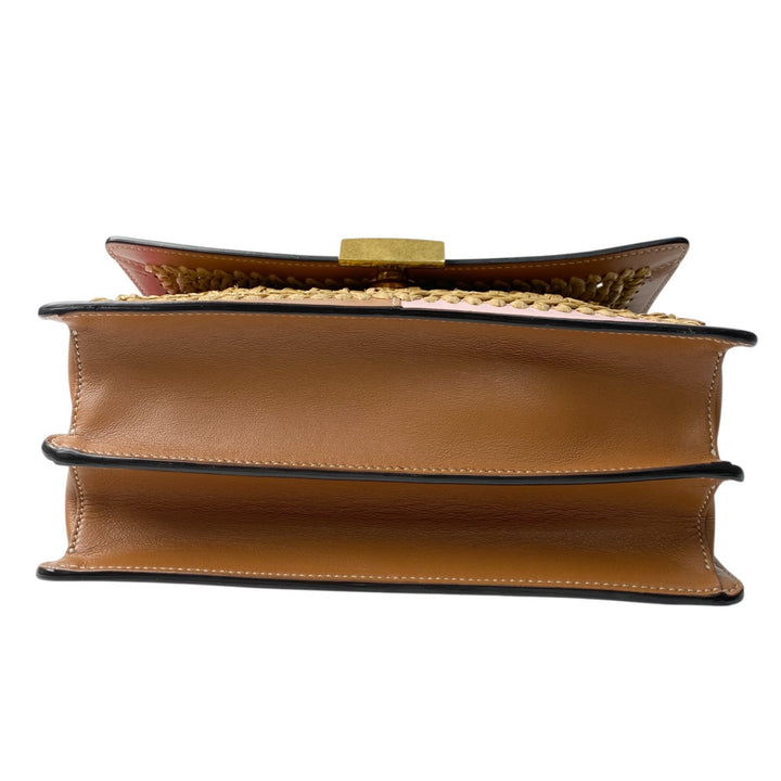 美品 トッズ TOD's レディース Tタイムレス ラフィア 2way ショルダーバッグ かごバッグ ハンドバッグ 斜めがけ クロスボディ