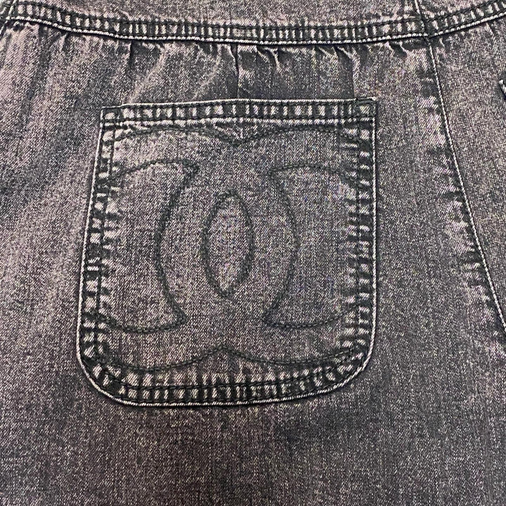 美品 シャネル CHANEL デニム ワイドパンツ 40 ココマーク P73404 レディース