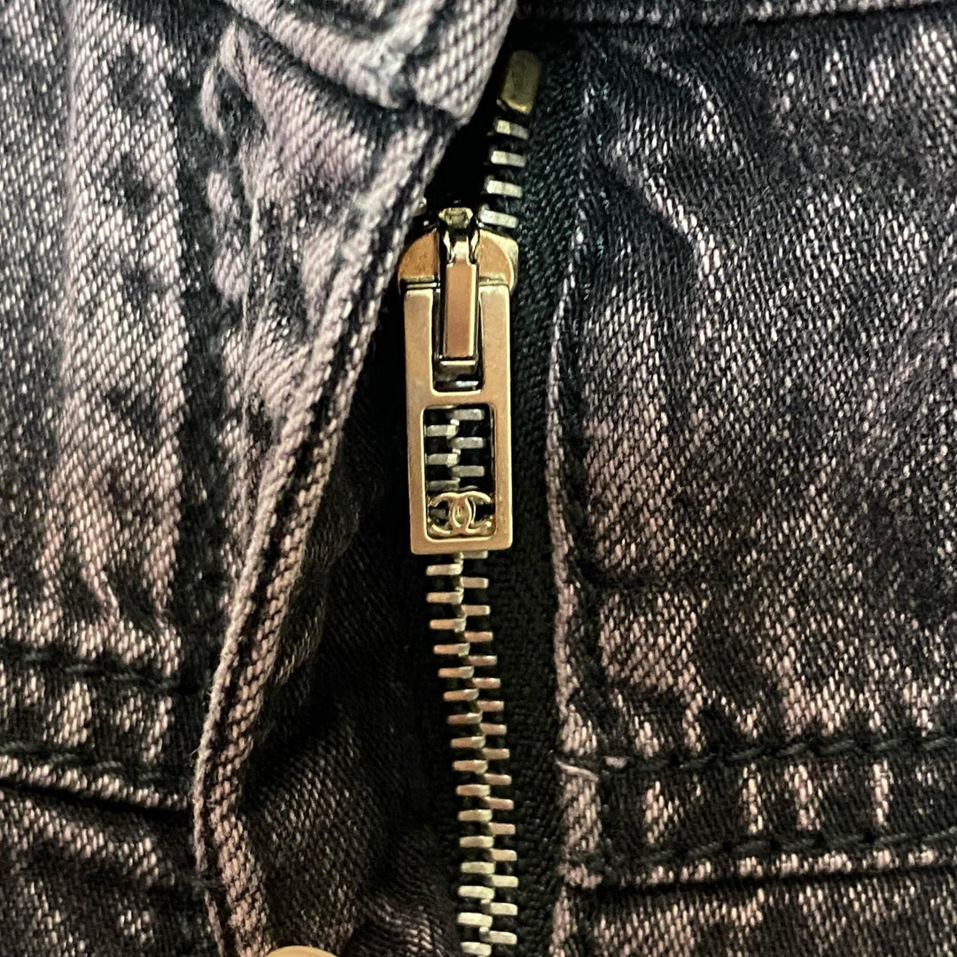 美品 シャネル CHANEL デニム ワイドパンツ 40 ココマーク P73404 レディース