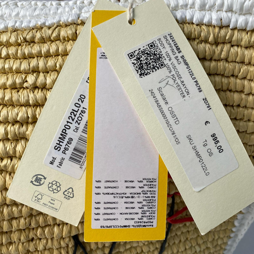 未使用 マルニ MARNI バスケット カゴバッグ トートバッグ ラフィア レディース