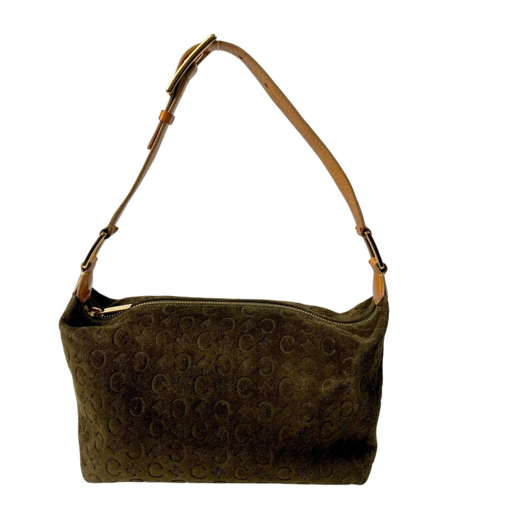 セリーヌ CELINE ヴィンテージ Cマカダム スエード ショルダーバッグ レディース