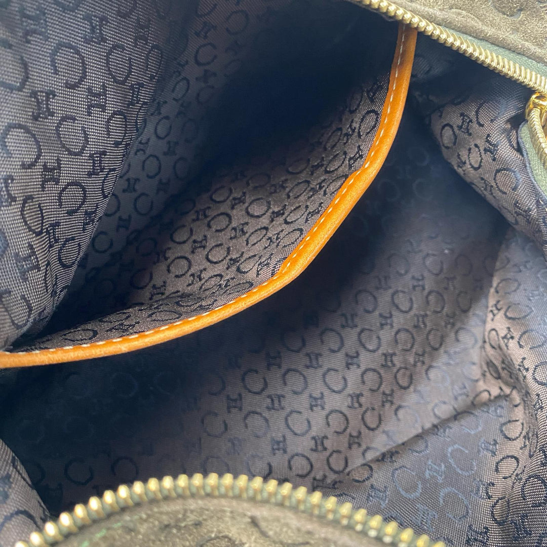 セリーヌ CELINE ヴィンテージ Cマカダム スエード ショルダーバッグ レディース
