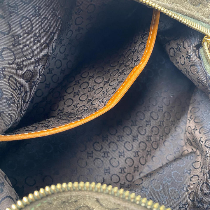 セリーヌ CELINE ヴィンテージ Cマカダム スエード ショルダーバッグ レディース