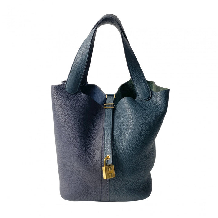 エルメス HERMES レディース ピコタンロック MM ブルーニュイ・ヴェールシプレ カザック Y刻印 ゴールド金具 トリヨン ハンドバッグ