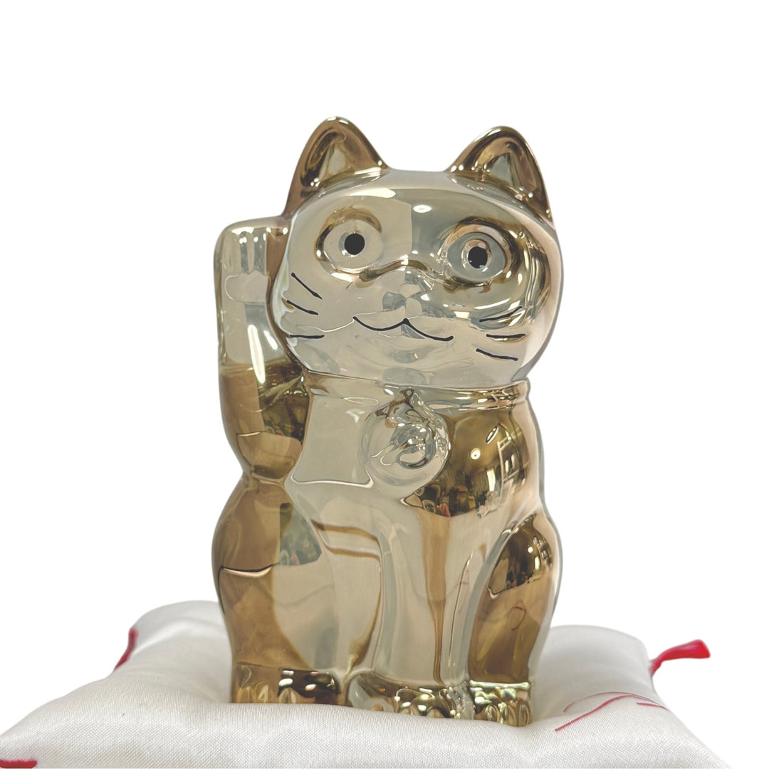 バカラ Baccarat 招き猫 置き物 ガラス ゴールドクリスタル ユニセックス