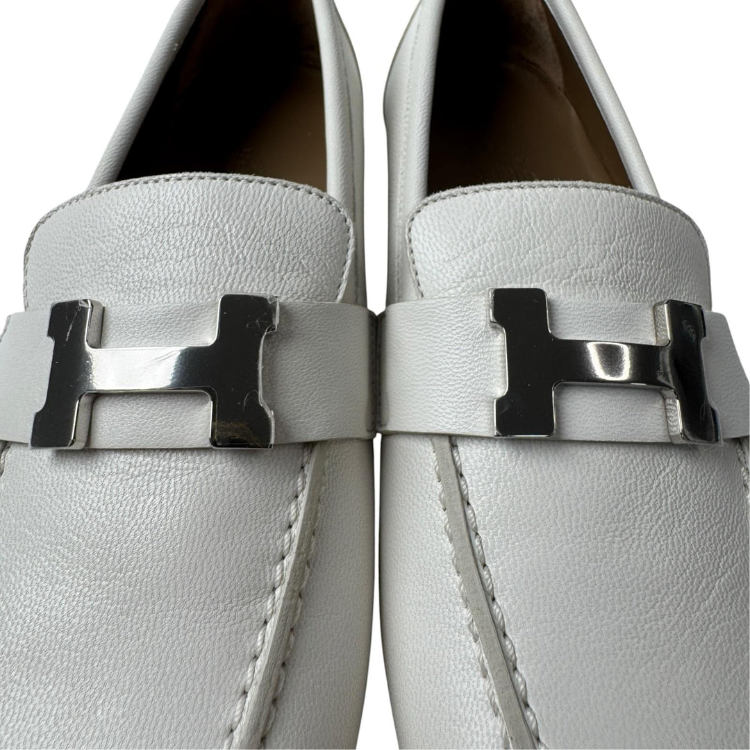 未使用 エルメス HERMES モカシン パリ ローファー 白 シルバー金具 #35 AF222066Z F2302 レディース