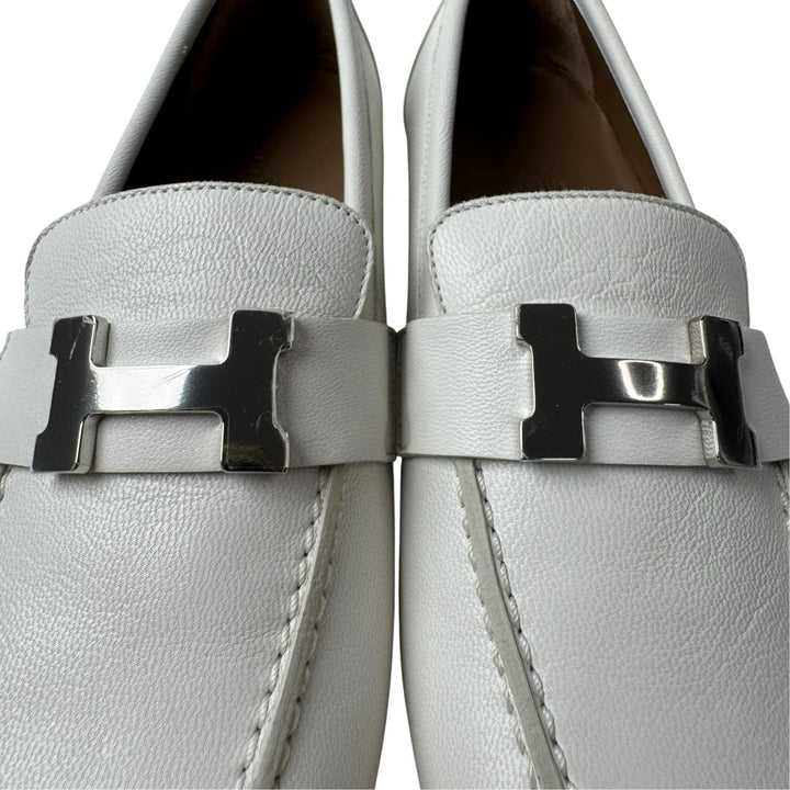 未使用 エルメス HERMES モカシン パリ ローファー 白 シルバー金具 #35 AF222066Z F2302 レディース