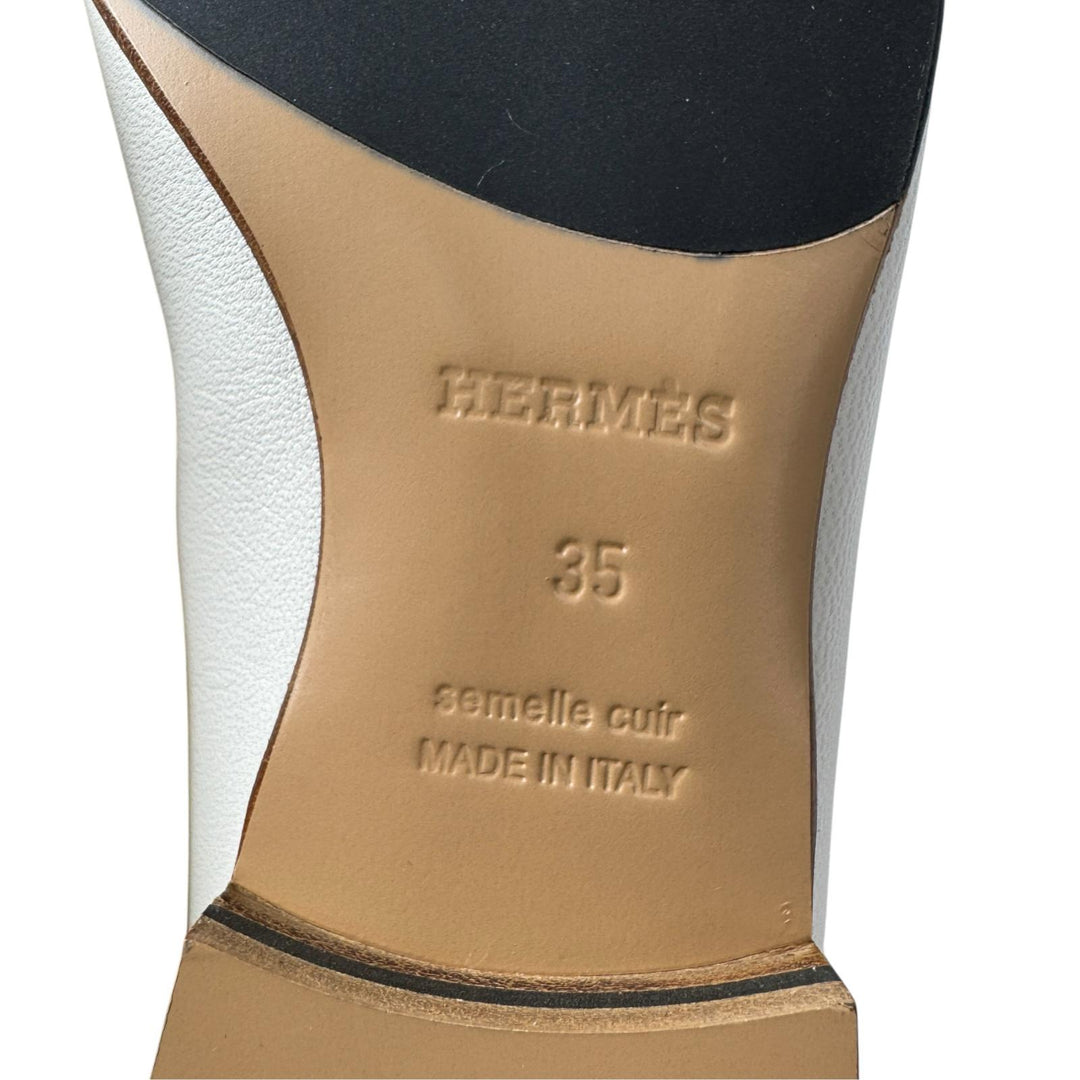 未使用 エルメス HERMES モカシン パリ ローファー 白 シルバー金具 #35 AF222066Z F2302 レディース