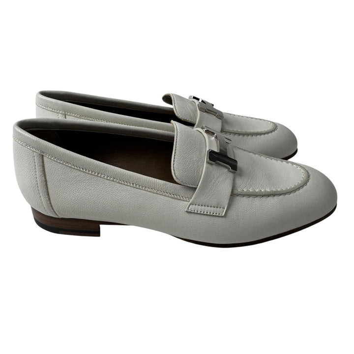未使用 エルメス HERMES モカシン パリ ローファー 白 シルバー金具 #35 AF222066Z F2302 レディース