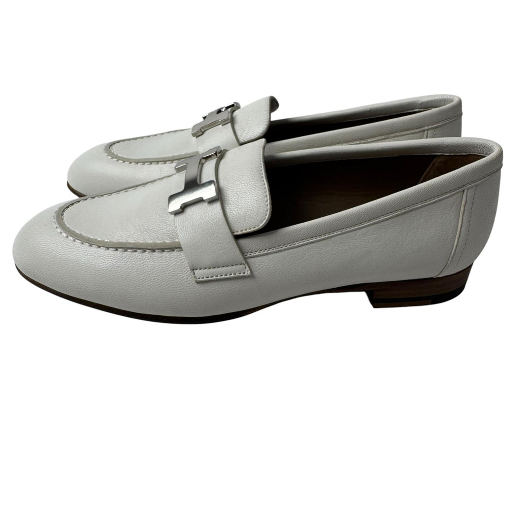 未使用 エルメス HERMES モカシン パリ ローファー 白 シルバー金具 #35 AF222066Z F2302 レディース