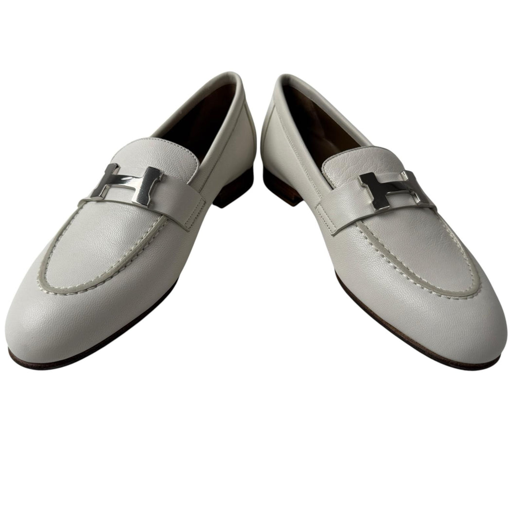 未使用 エルメス HERMES モカシン パリ ローファー 白 シルバー金具 #35 AF222066Z F2302 レディース