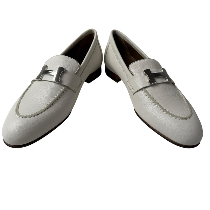 未使用 エルメス HERMES モカシン パリ ローファー 白 シルバー金具 #35 AF222066Z F2302 レディース
