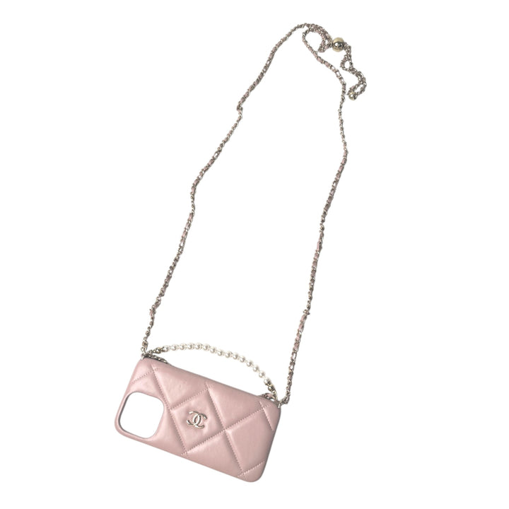 シャネル CHANEL iPhone15Promax ケース チェーンストラップ パール レディース