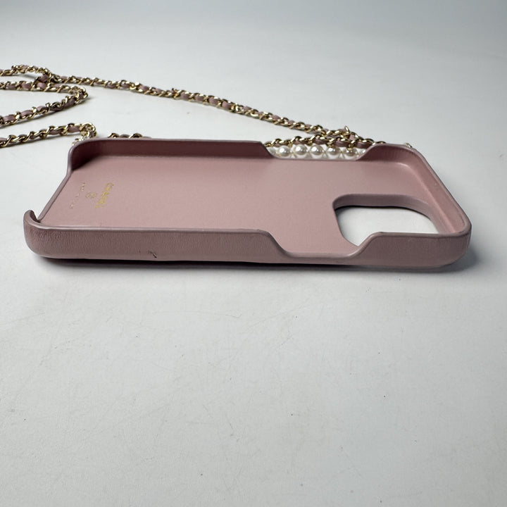 シャネル CHANEL iPhone15Promax ケース チェーンストラップ パール レディース