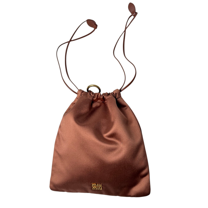 未使用 ミュウミュウ MIU MIU サテン 巾着 ドローストリング ポーチ レディース